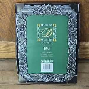 Decorel Ornate Pewter 5" X 7" Photo Frame Roses Floral Victorian Art Nouveau
